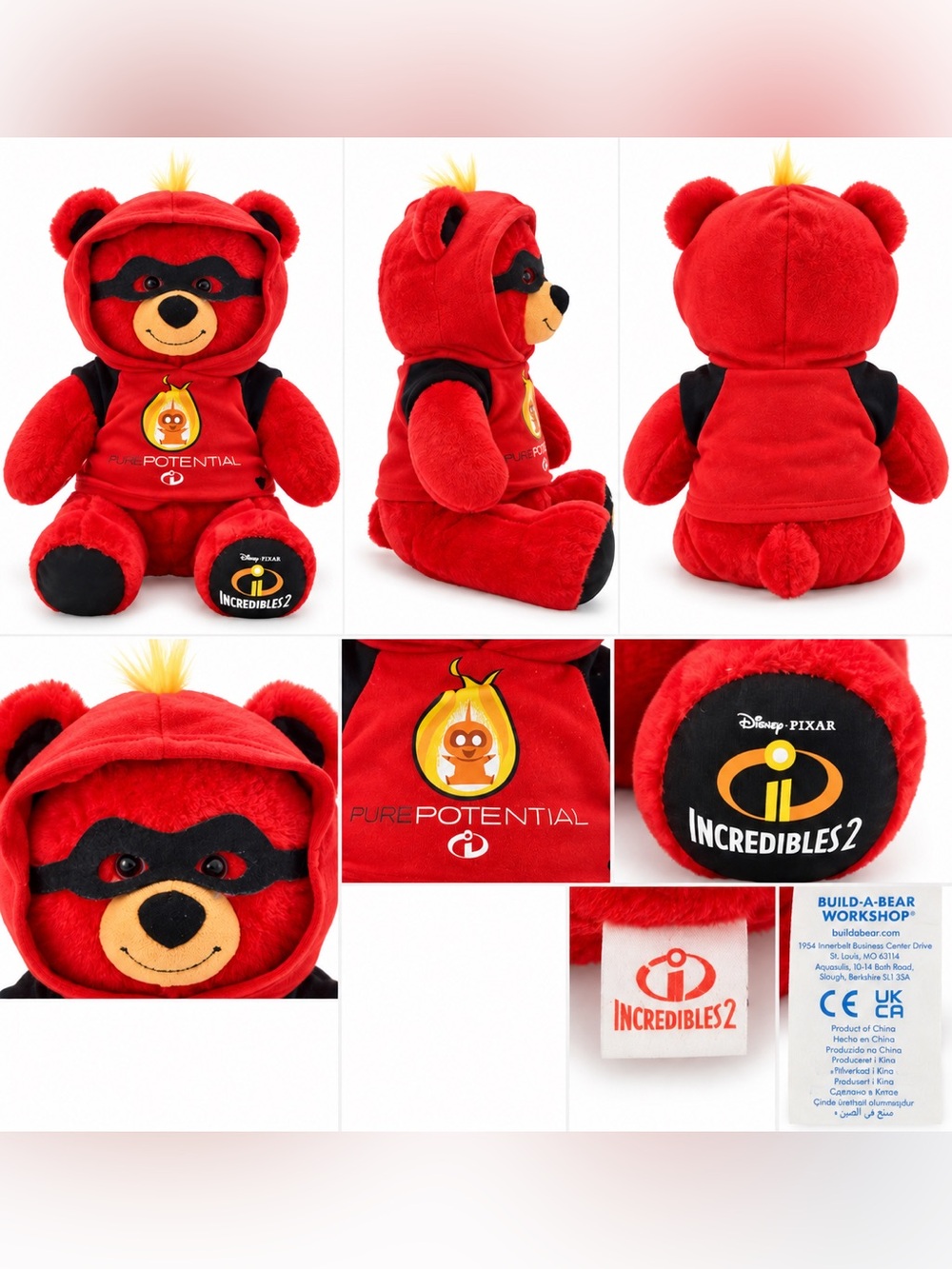 Build-A-Bear Red & Black Incredibles 2 'Pure Potential' Superhero Bear